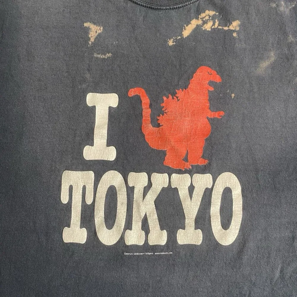 Vintage Godzilla T Shirt I Love Tokyo Black Graphic Tee Size XXL